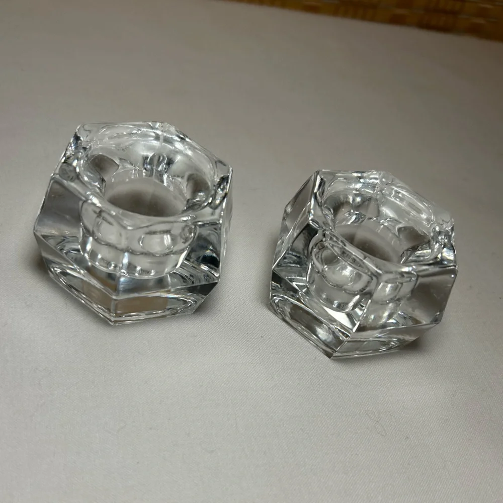 Set of 2 Glass Candle Holders